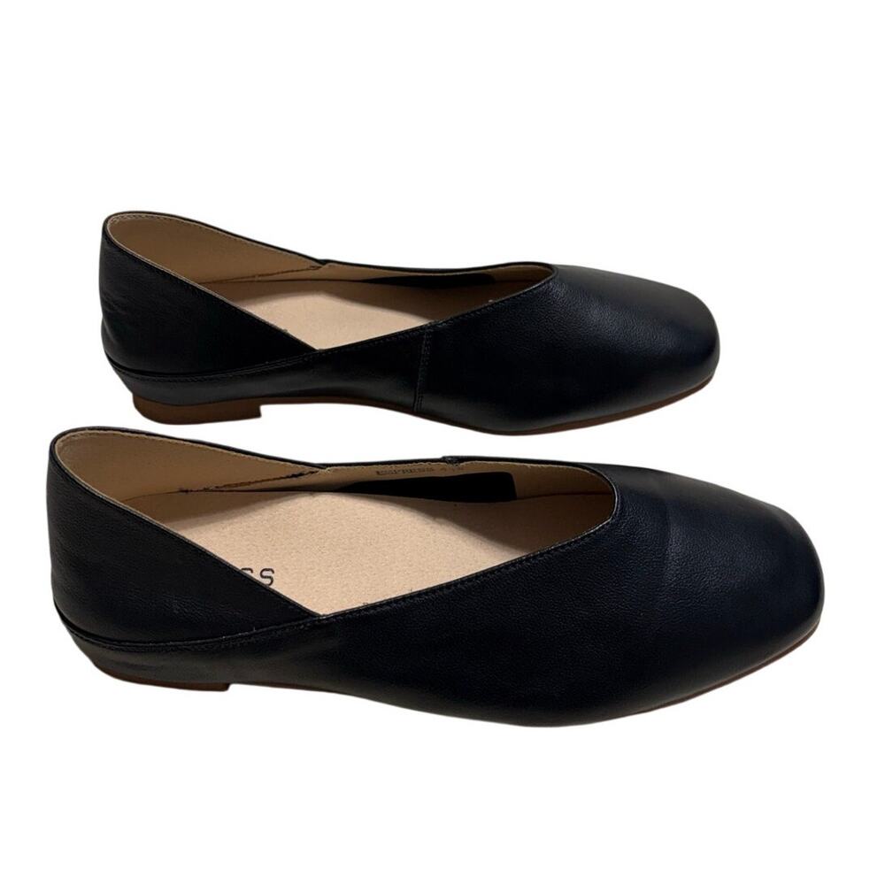 Empress Square Toe Leather Flats Shoes Black Size AU 41 Women's US 9.5 10 New